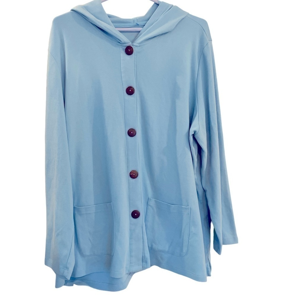 Appleseed's Light Blue Hooded Cardigan - Picture 2 of 5